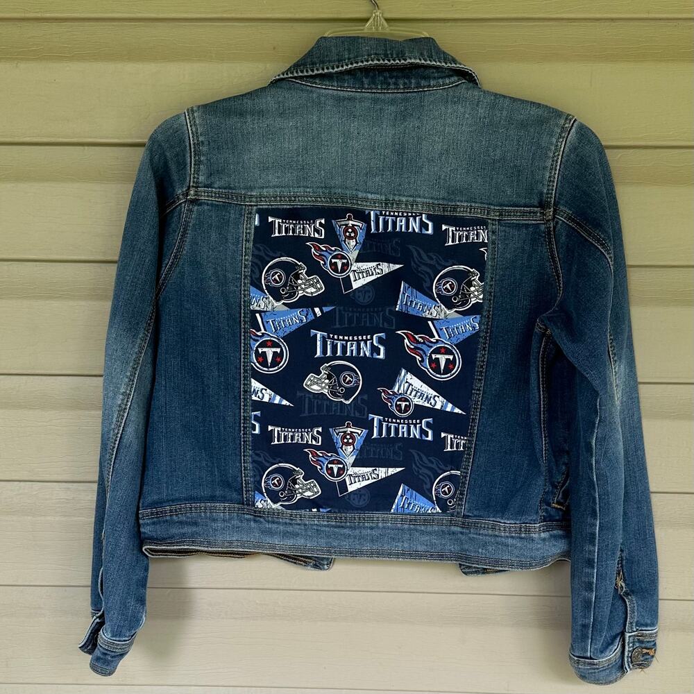 Upcycled Cat & Jack Size 10/12 Child's Jean Jacket NFL Titans
